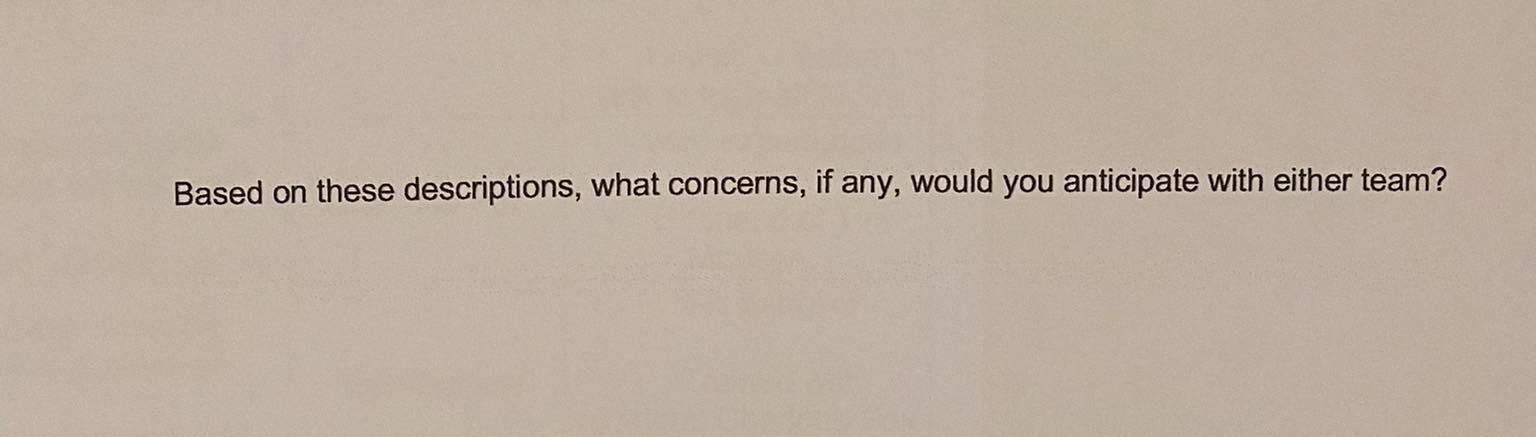  Based on these descriptions, what concerns, if any, would you anticipate