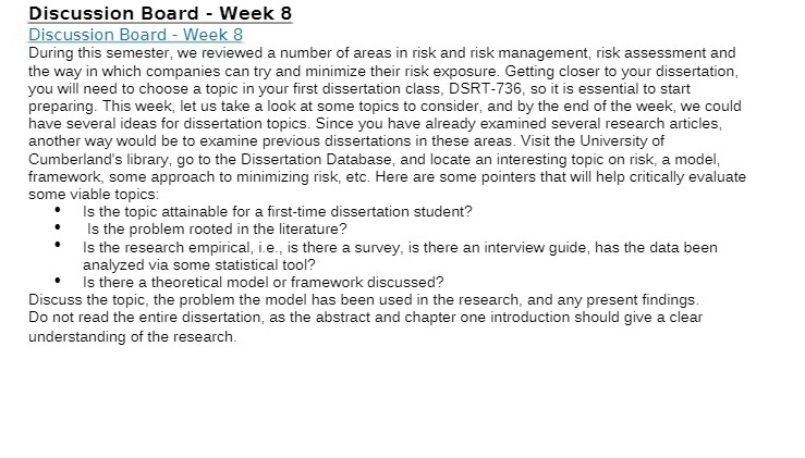  Discussion Board - Week E During this semester, we reviewed a