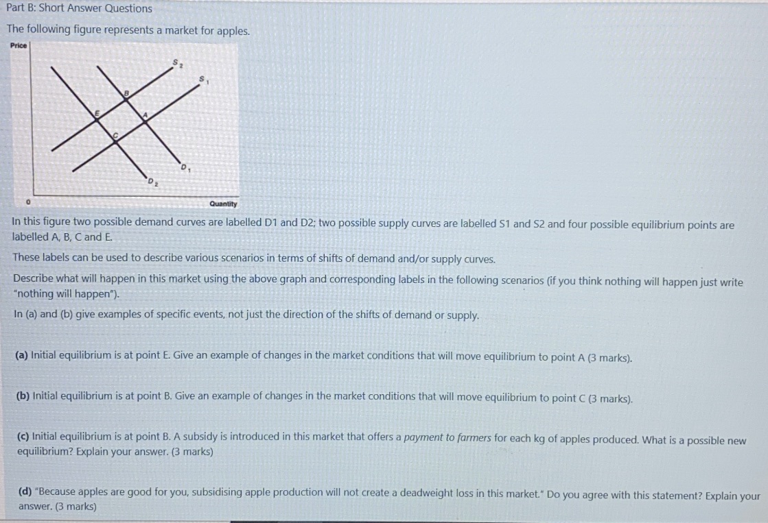 The question is in the image Part B: Short Answer Questions The