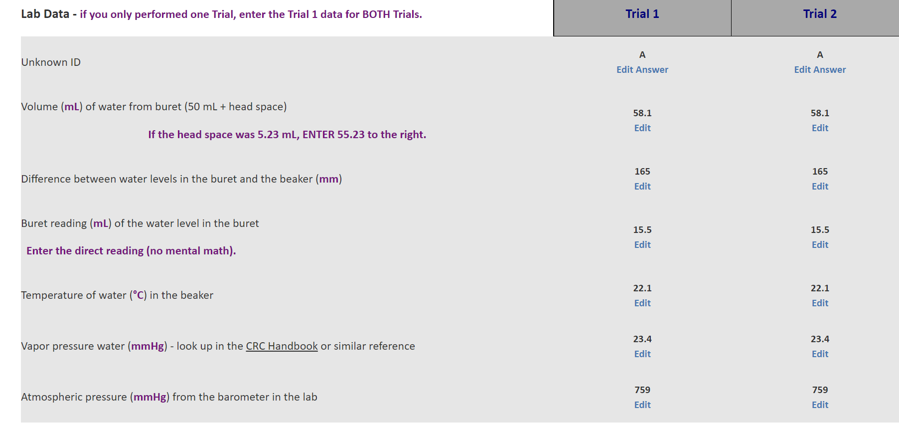 What do I put in the blanks? Lab Data - if you