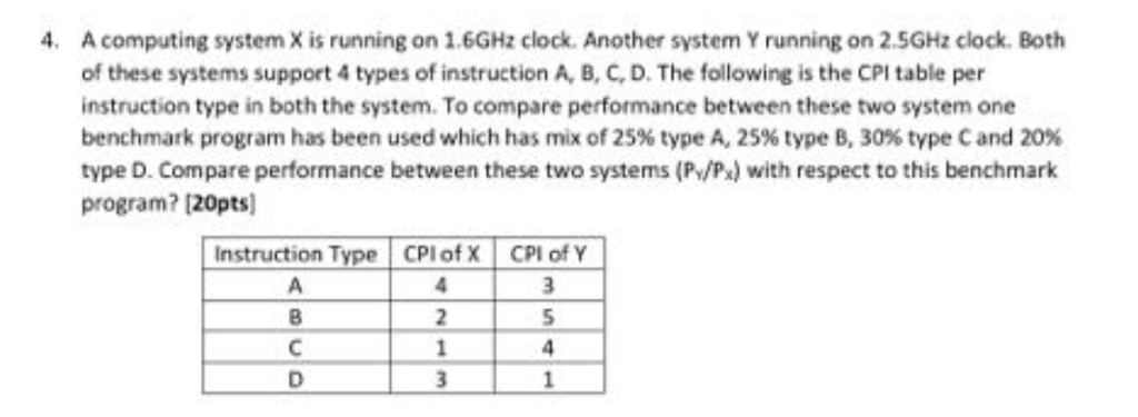  A computing system X is running on 1.6GHz clock. Another system