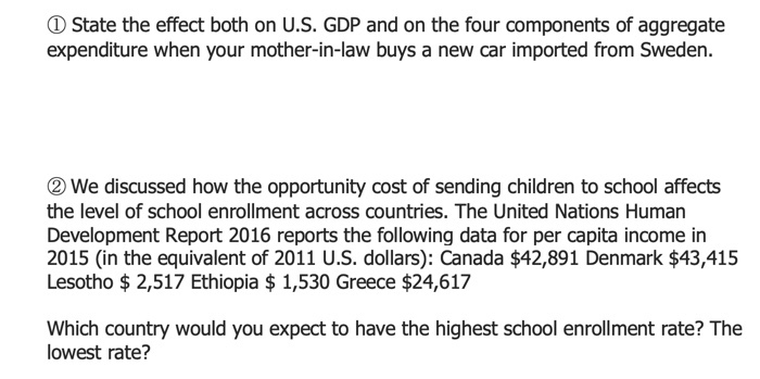  CD State the effect both on US. GDP and on the