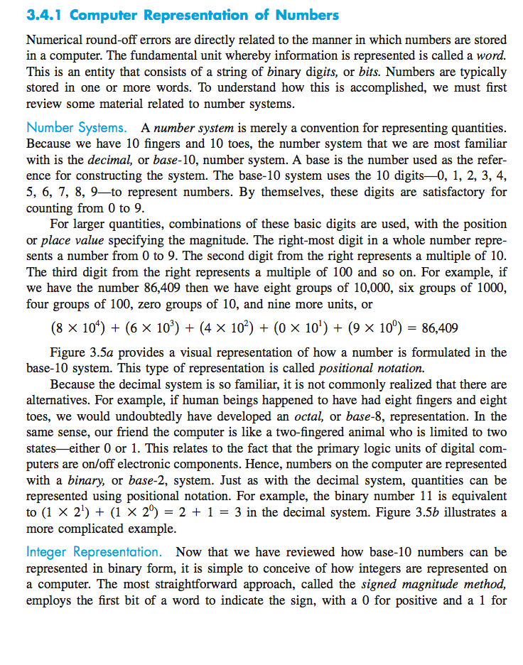 3.4.1 Computer Representation of Numbers Numerical round-off errors are directly related