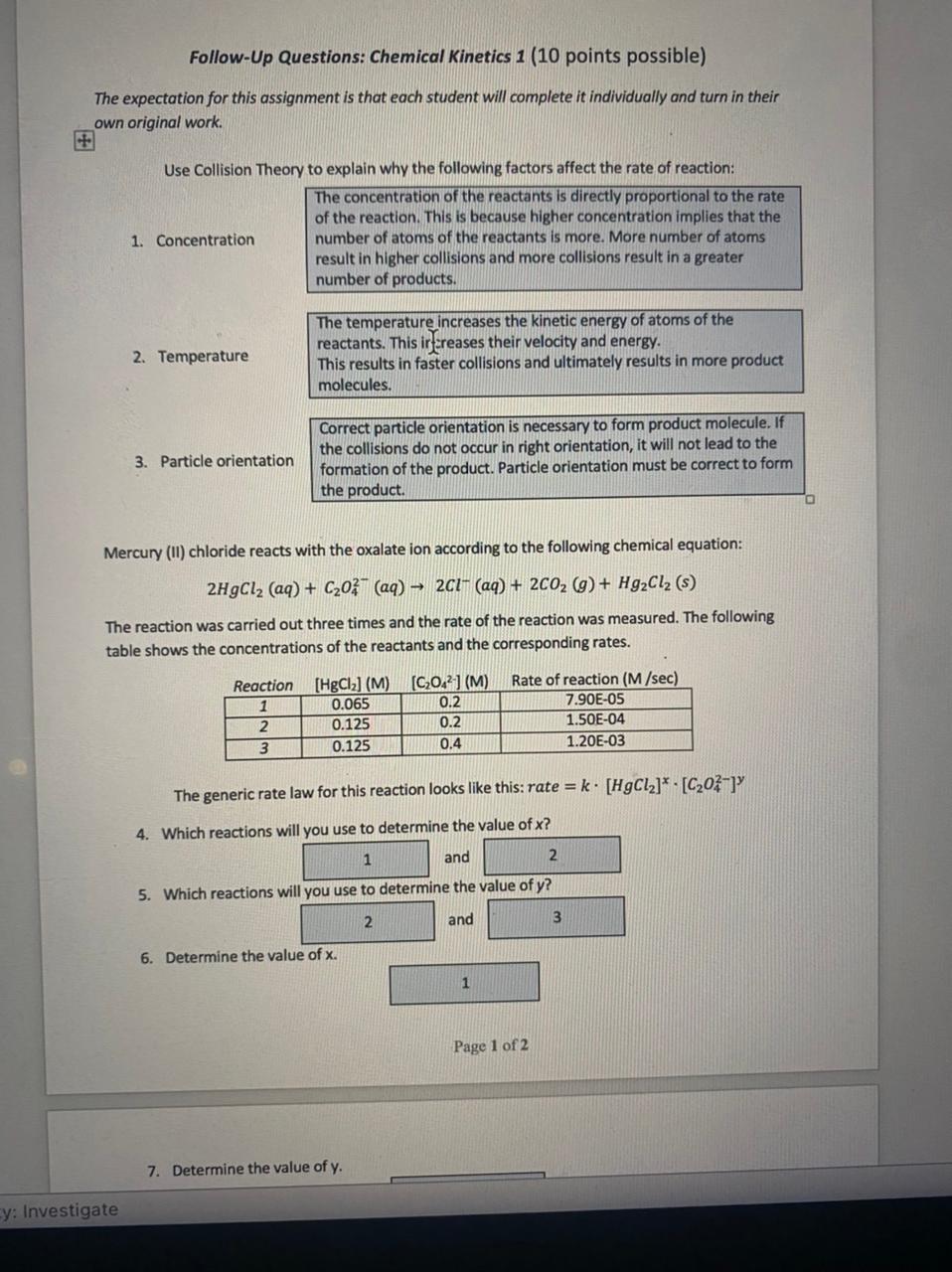 this in by tonight 7. Determine the value of y. 8. Determine