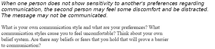  When one person does not show sensitivity to another's preferences regarding