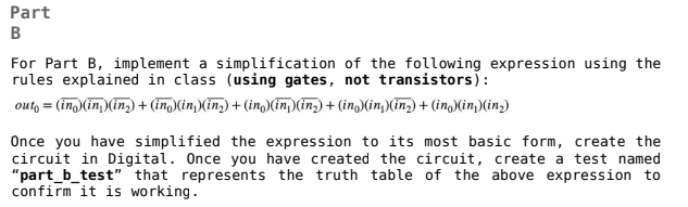  Part B For Part B, implement a simplification of the following