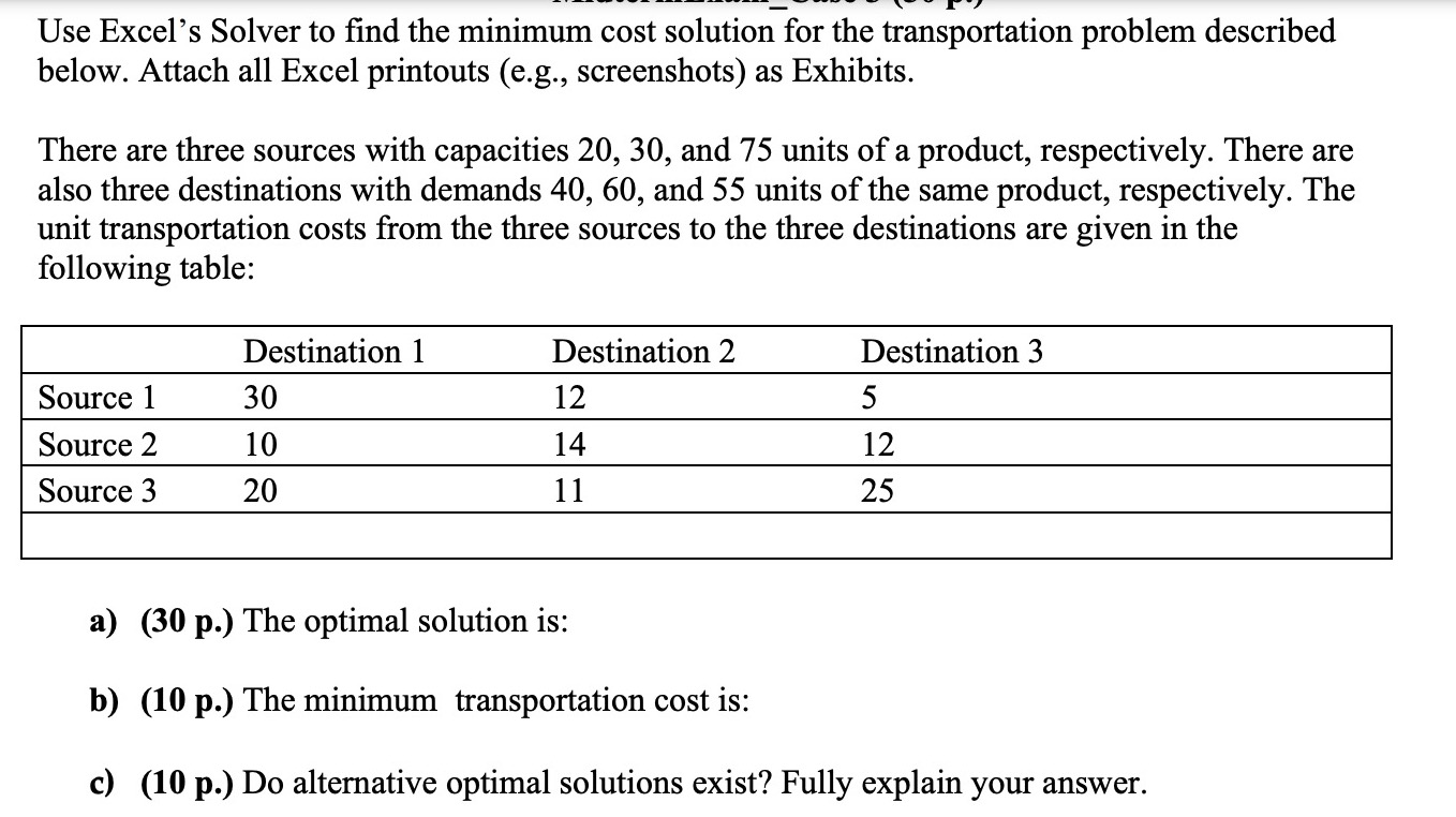  -.__________._____ -.- . \\- - r'l Use Excel's Solver to find