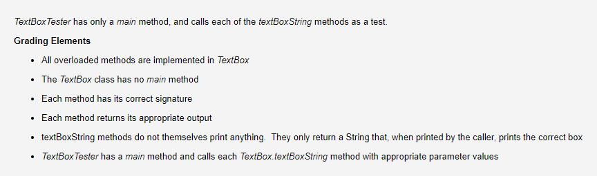 TextBoxTester. TextBox contains the following overloaded static methods called textBoxString. This method