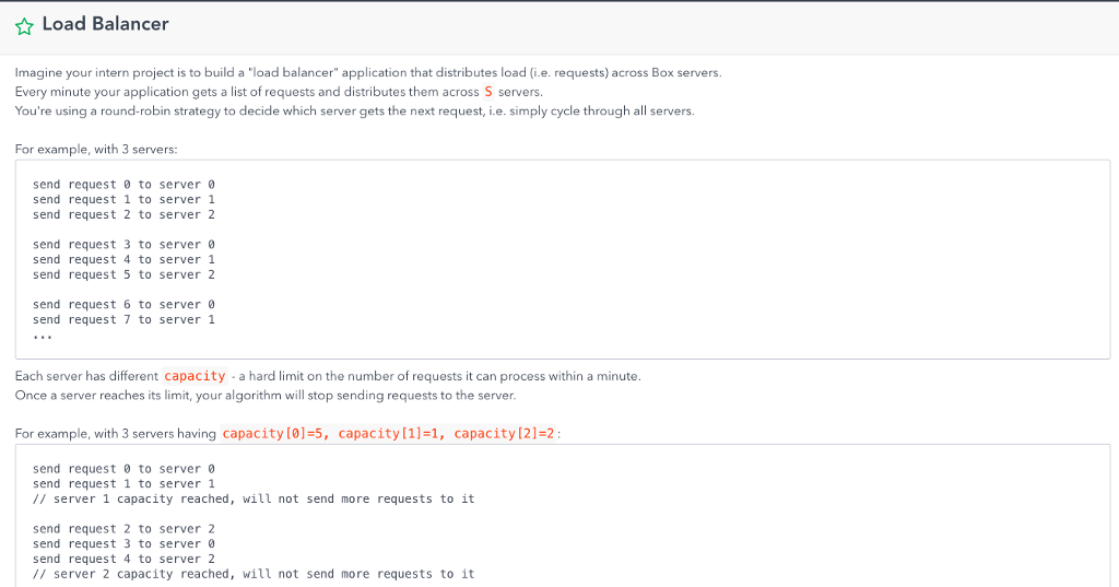 Must be java Load Balancer Imagine your intern project is to build