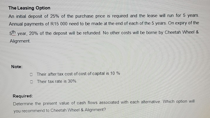or lease of a new state of the art wheel alignment machine