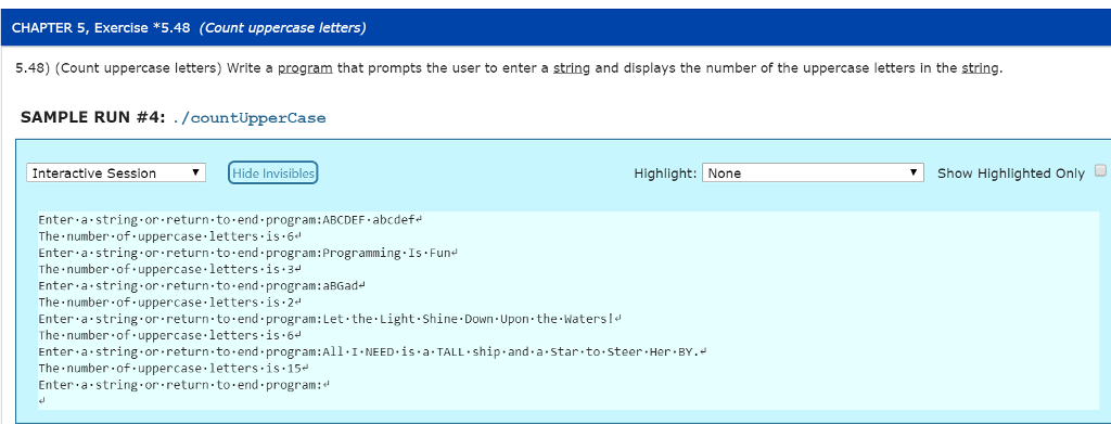 This is C++ CHAPTER 5, Exercise *5.48 (Count uppercase letters) 5.48) (Count
