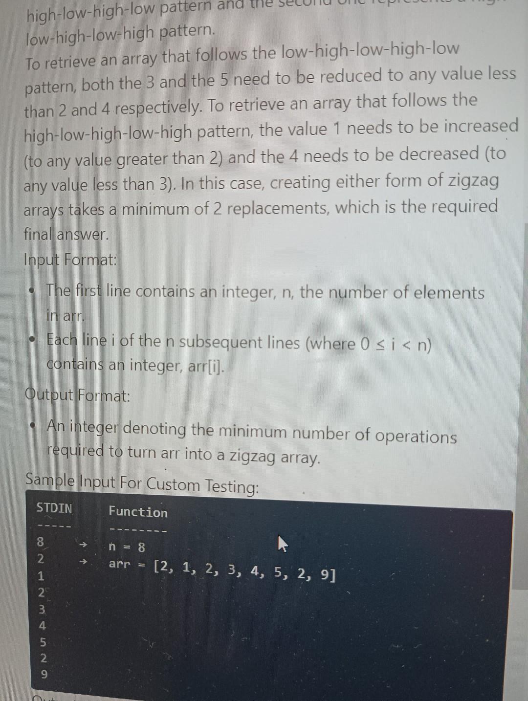 given an array of integers. The array may or may not follow