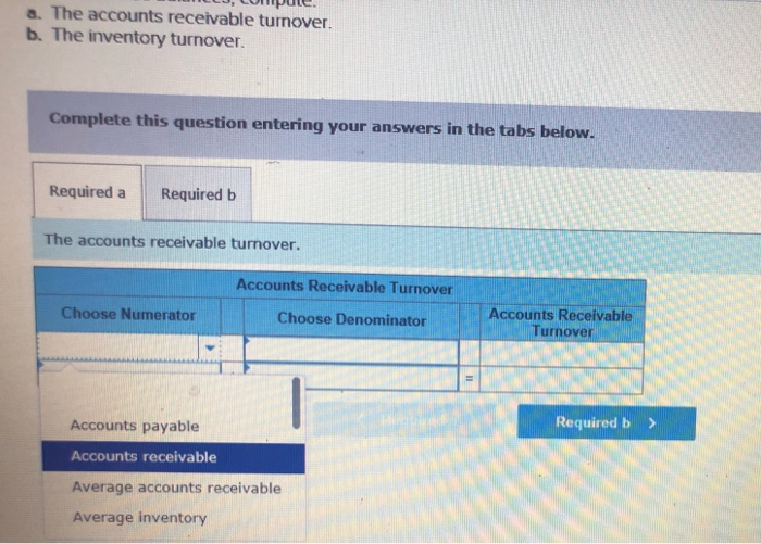 Cost of goods sold, $742,600 Gross profit, $614,000 Accounts receivable, beginning of