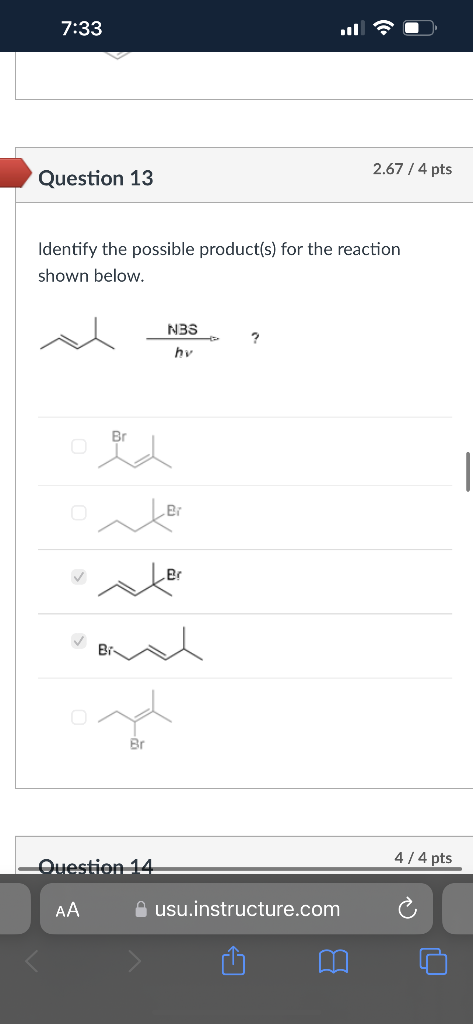  Identify the possible product(s) for the reaction shown below
