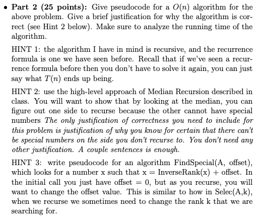 n integers (possibly negative), with no duplicated elements, and recall that Rank(x)