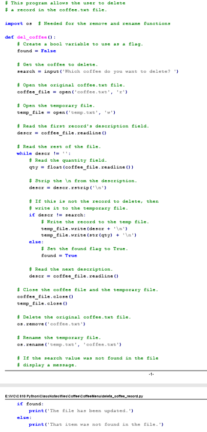 will create a menu so that the user can choose what the