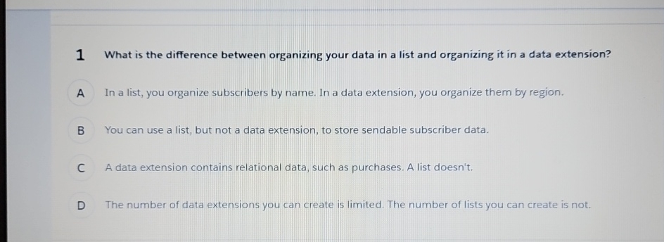  1 What is the difference between organizing your data in a