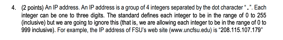 Haskell Programming 4. (2 points) An IP address. An IP address is
