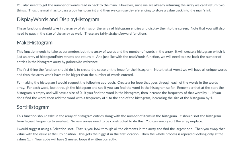 along with heap memory to create a histogram. Main Your main should