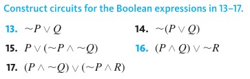 Construct circuits for the Boolean expressions in 1317(P v ~q) V