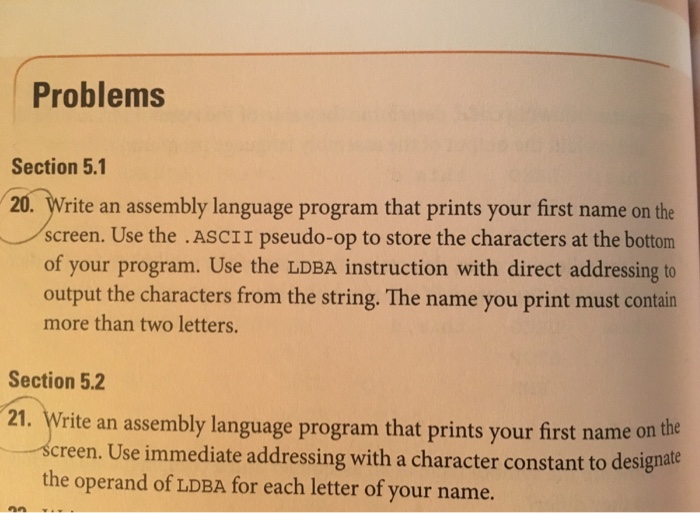  Write an assembly language program that prints your first name on