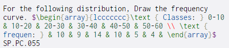 For the following distribution, Draw the frequency curve. $\begin{array}{ccccccc}\text { Classes:
