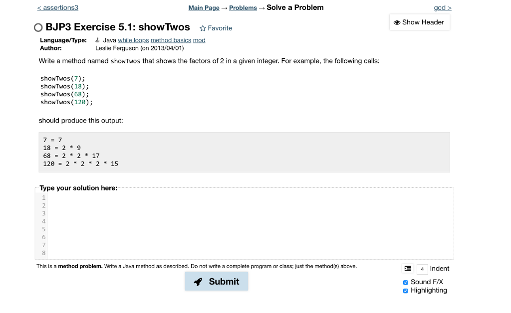  Main Page Problems Solve a Problem gcd> Show Header O BJP3