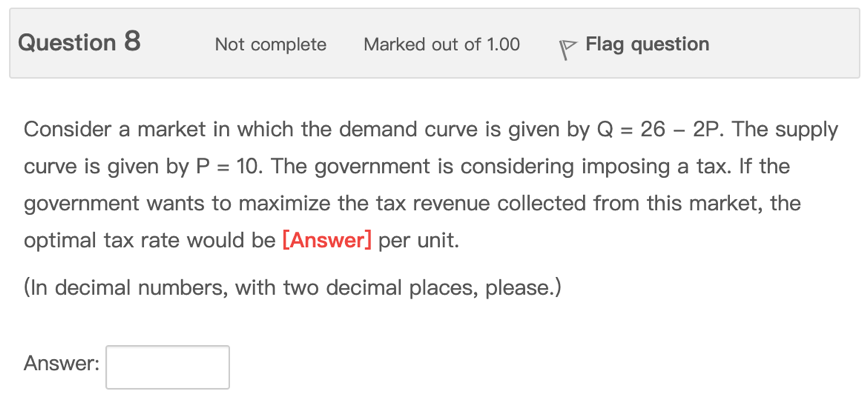 Q d = 104 2Pd and the marginal cost of production is