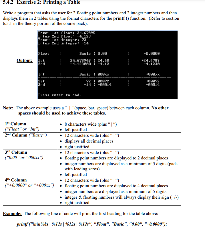  wirte a C++ program using scanf, printf5.4.2 Exercise 2: Printing a