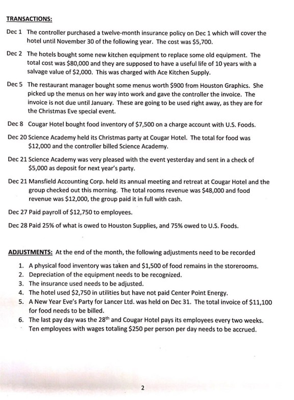 through the entire accounting cycle from analyzing transactions to the post-closing trial