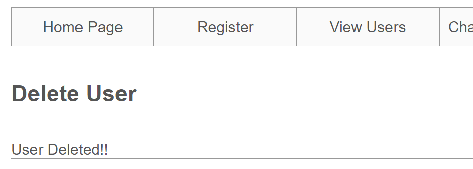 Step 1: Add Delete Link for each row in View User page