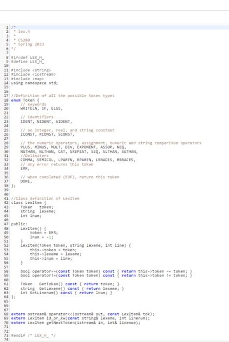 * CS280 - Spring 2023 */ using std::map; using namespace std; istream&