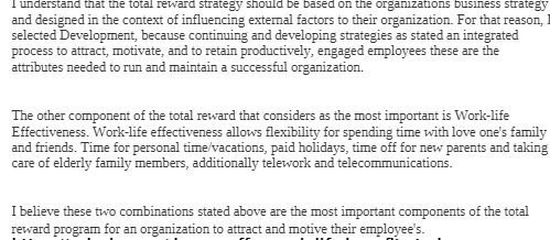 I understand that the total reward strategy should be based on