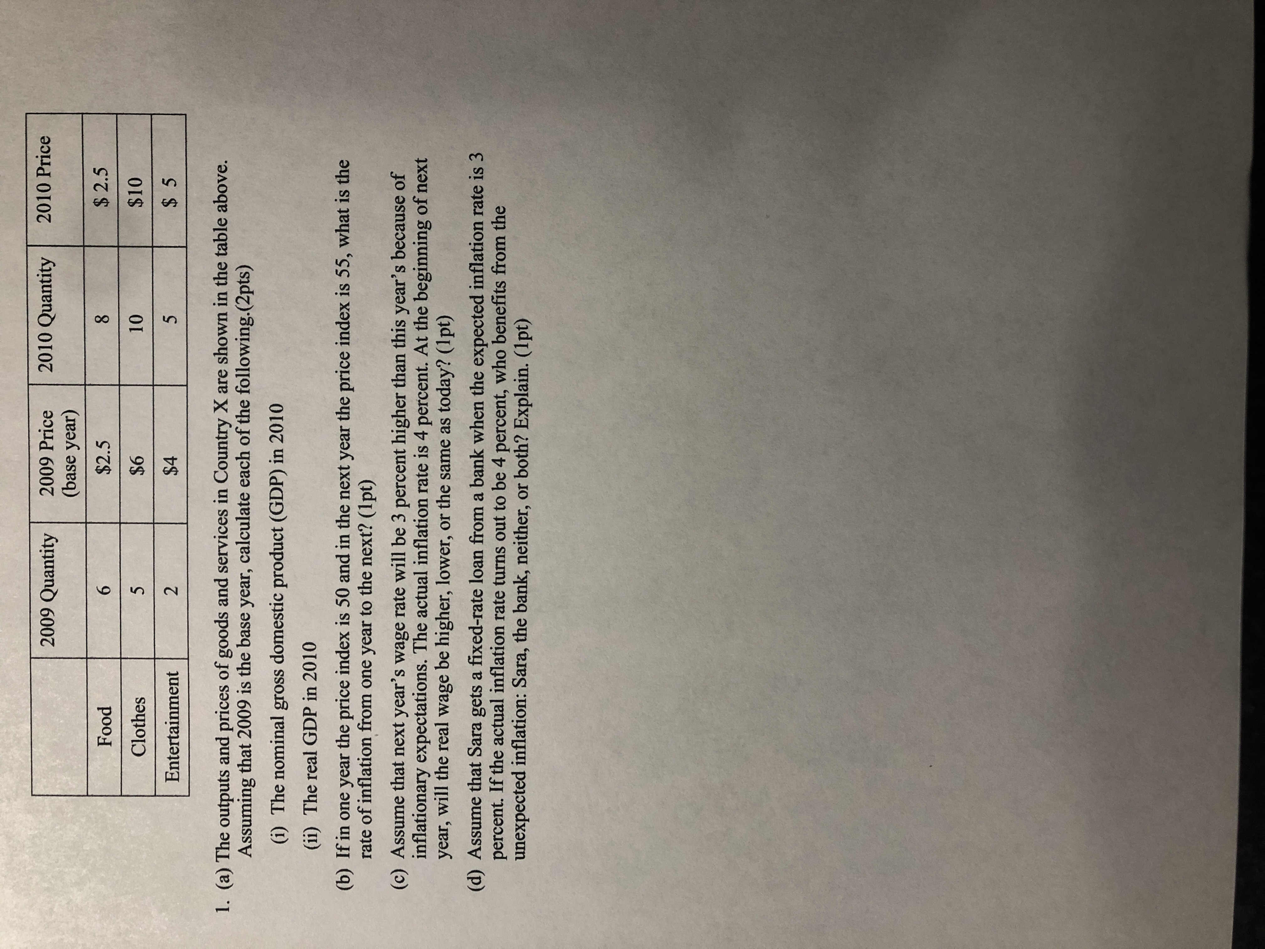 need help with this problem 2009 Quantity 2009 Price 2010 Quantity 2010