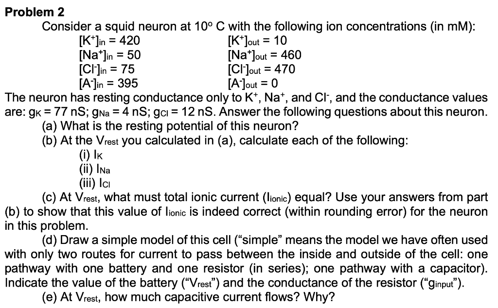 the neuron. You note that the resting potential of the neuron is