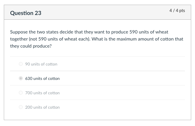 Can you explain how they got 630 units? Question 23 \"4\"\" Suppose