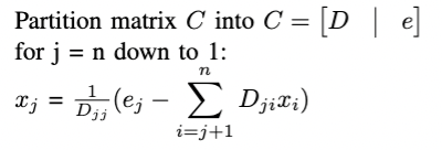 vector x where Ax = b - Create augmented matrix C =