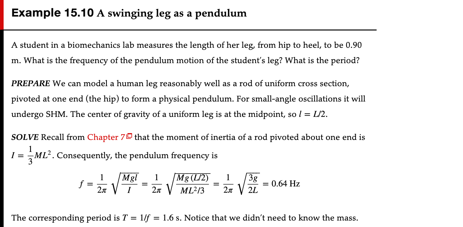 Can you guys please answer this question Example 1 5.10 A swinging