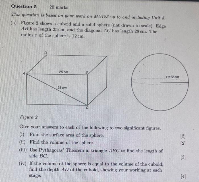 Question 5 - 20 marks This question is based on your