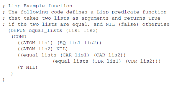 LISP programming language question. Suppose that the equal_lists function is called with