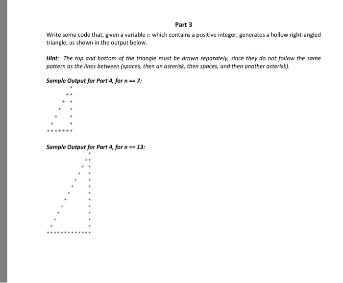  Python 3.6 Part 3 Write some code that, given a variable
