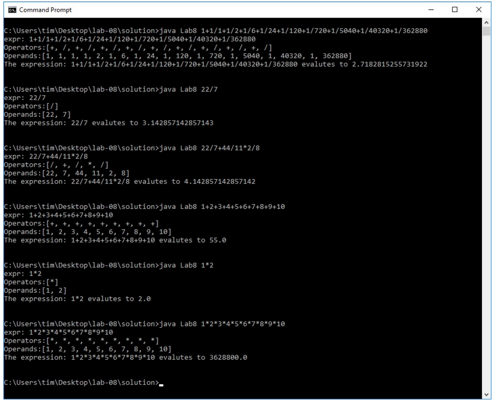 Fill in the code for the evaluate() method in the Lab8.java starter