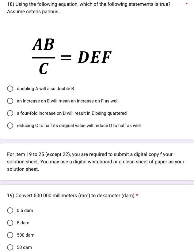 10 QUESTIONS 16) What will happen to C if D is quadrupled,
