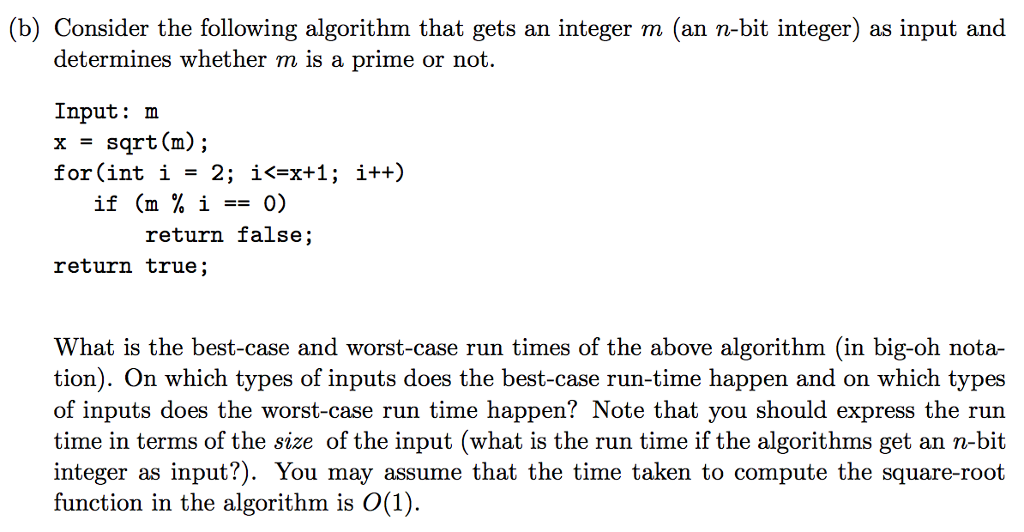of given algorithms. (a) Consider the following method that computes the median
