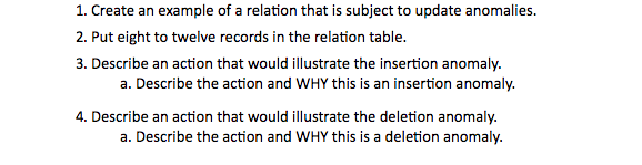  Create an example of a relation that is subject to update