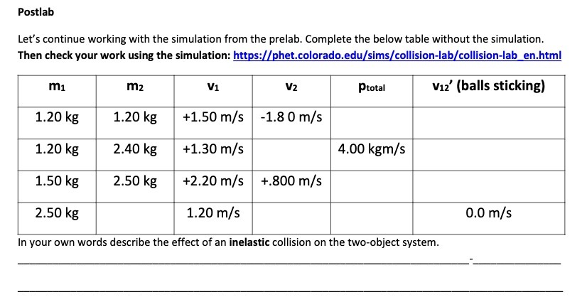  Postlab Let's continue working with the simulation from the prelab. Complete
