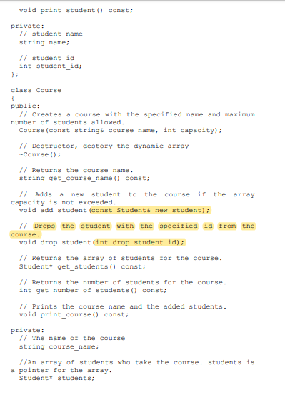 Course which are defined as follows, /I Course.h #ifndef COURSE H #de