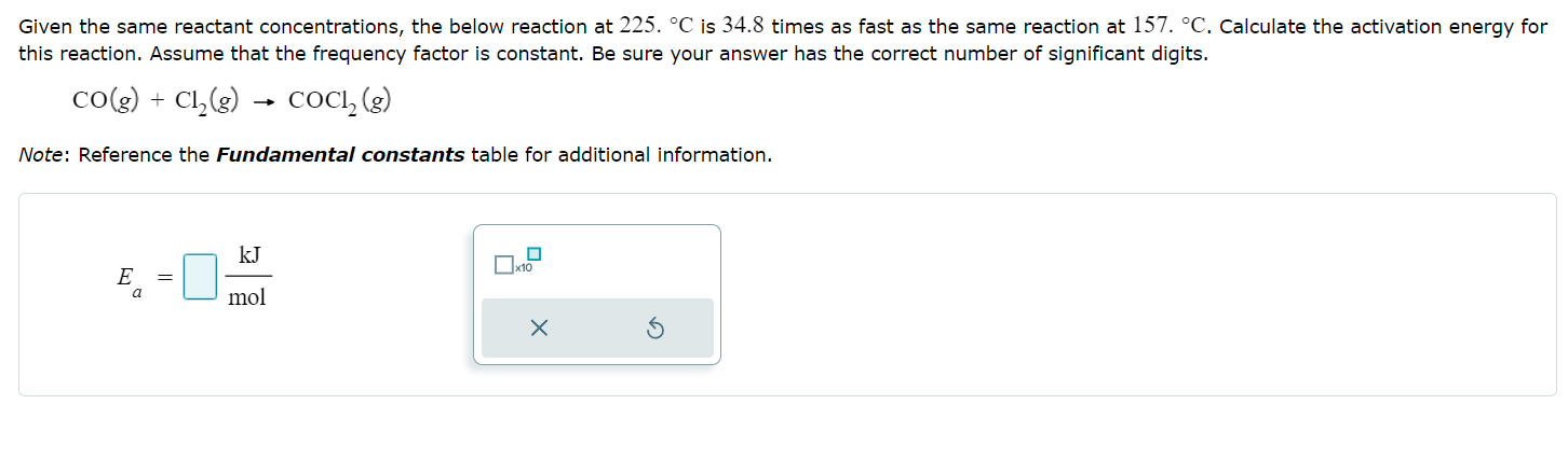  Given the same reactant concentrations, the below reaction at 225.C is
