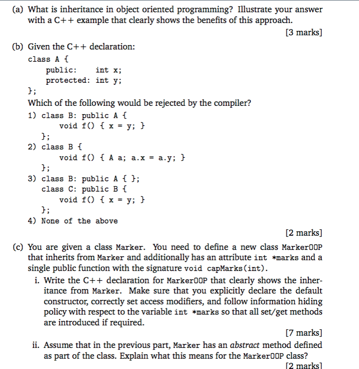  (a) What is inheritance in object oriented programming? Illustrate your answer