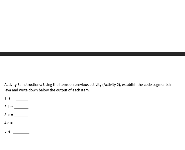 properly. 1. double a = 3 + 5 (3.567) / x; Answer: